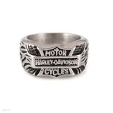 Engraved Black Harley Davidson Ring - Size 21