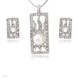 Rectangular Frame Flaming Pearl Set
