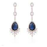 Graceful deep blue pear drop earrings