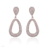 Fine micropave hollow dangling earrings