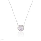 Classic paved round bezel silver necklace