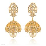 JHUMKA AD ZC MED FANCY.-GLD-CLEAR
