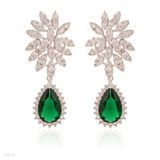 Special leaves pear drop green earrings