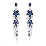 Flattering dangling blue flower earrings