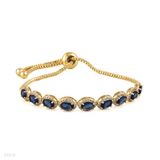 Exquisite oval halo adjustable blue gold bracelet