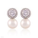 Petite royal round silver pearl earrings