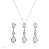 Refined dangling pear drop silver set