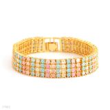 Mesmerizing Sparkling Four Rows Round Zircon Fancy  Cuff Bracelet