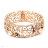 Ornate Rose Gold Pearl Hinge Bangle