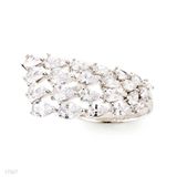 Zircon Leaf Silver Ring - Size Free Size