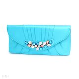 Stunning Silk Multicolor  Crystals  Fancy Clutch Bag 