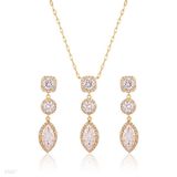 PENDANT SET SQUARE/CIRCLE/DROP ZC GOLD-CLEAR