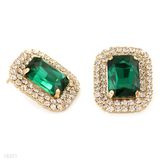 Regal Green Zircon Gold Earrings