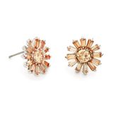 Peach Baguette Floral Studs