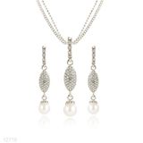 Duo Chain Sparkly Pearl Pendant Set