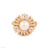 Remarkable pearl snowflower gold ring