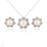 Delightful pearl autumn leaves silver set