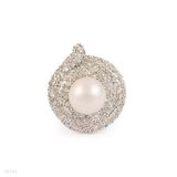 Imperial pearl loop silver ring