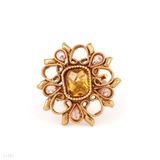 Attractice Flower Polki Gold Ring