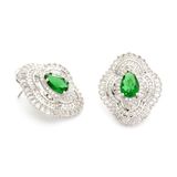 Multi-Facet Framed Bottle Green Drop Earrings