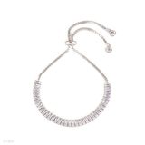 Dazzling baguette adjustable silver tennis bracelet