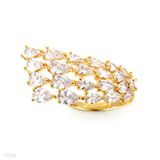 Zircon Leaf Gold Ring - Size Free Size