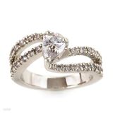 Twisted Drop Center Silver Ring