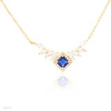Delicate Zircon Leaves Blue Pendant