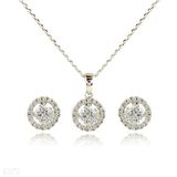 Delicate Solitaire Pendant Set