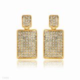 Pave Rectangle Gold Earring