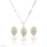 Mini Oval Pearl Pendant & Studs Set