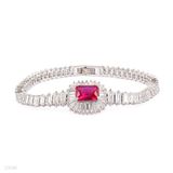 Royal red cushion baguette bracelet