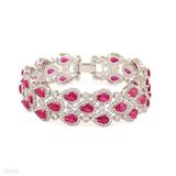 Dazzling three line pear drop red bracelet