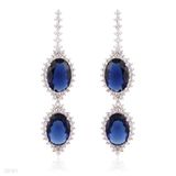 Stylish Attractive Silver Blue Long Earrings