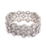 Tri-Row Oval Cluster Rhodium Bracelet