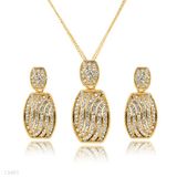 Striking Fretwork Pave Necklace Set