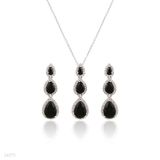 PENDANT SET N+E 3DROPS ZC 0262-SLVR-BLACK