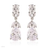 Feminine dazzling silver drop earrings