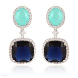 Appealing oval drop turquoise blue earrings