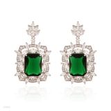 Desirable rectangle flower green earrings