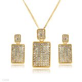 Boxy Lustrous  Pave Pendant Set