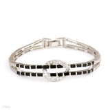 Stylish Overlapped Baguette Lines Tennis Bracelet Silver Plated