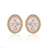 Fine oval halo gold earrings