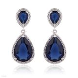 Classy Blue Linked Teardrop Earrings