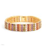 Mesmerizing Sparkling Four Rows Round Zircon Fancy  Cuff Bracelet