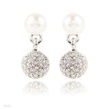 Crystal Sphere Pearl Earrings