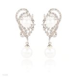 Ornate Harp Pearl Earrings