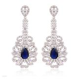 Edgy Shield Blue Zircon Drop Earrings