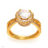 Double Band Solitaire Gold Ring