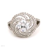 Hypnotic Round Cocktail Silver-Clear Ring